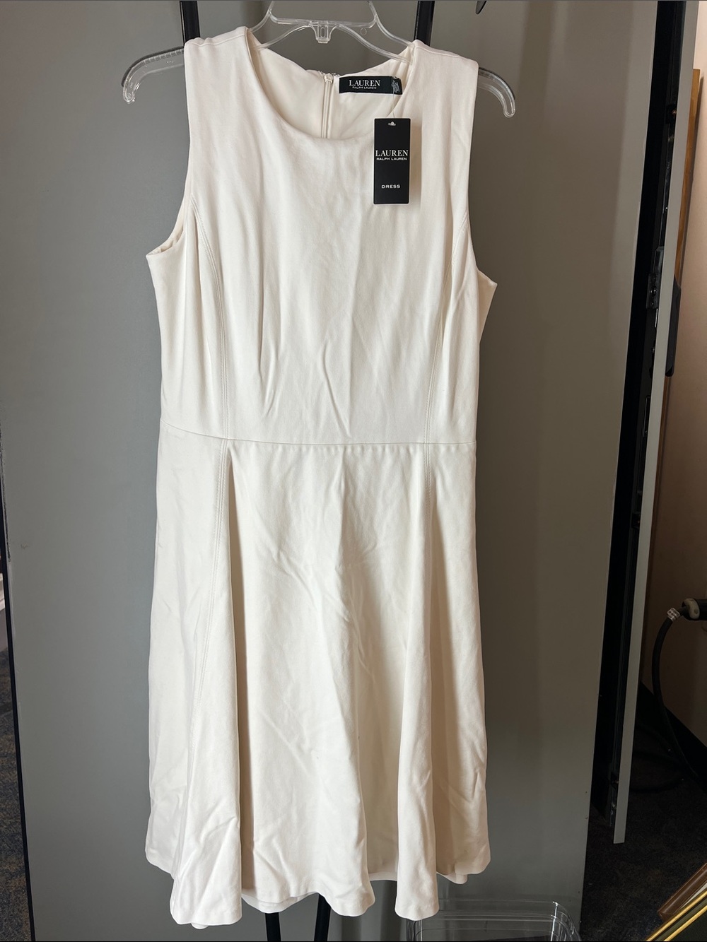 Lauren Ralph Lauren Ivory Sleeveless A-Line Midi Dress